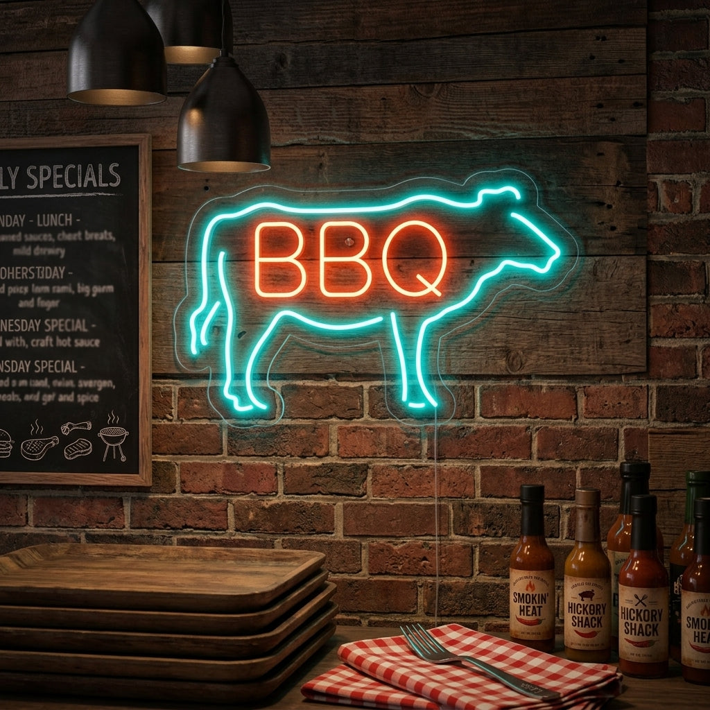 "Vaca, BBQ" Letreros Neon