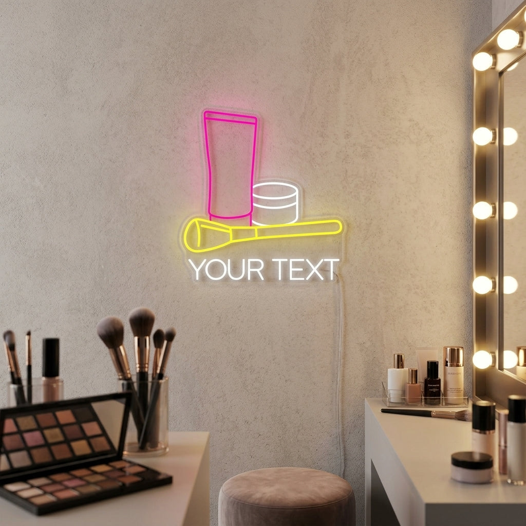 "Texto Personalizado Y Salón De Belleza De Maquillaje Cosmético" Letreros Neon