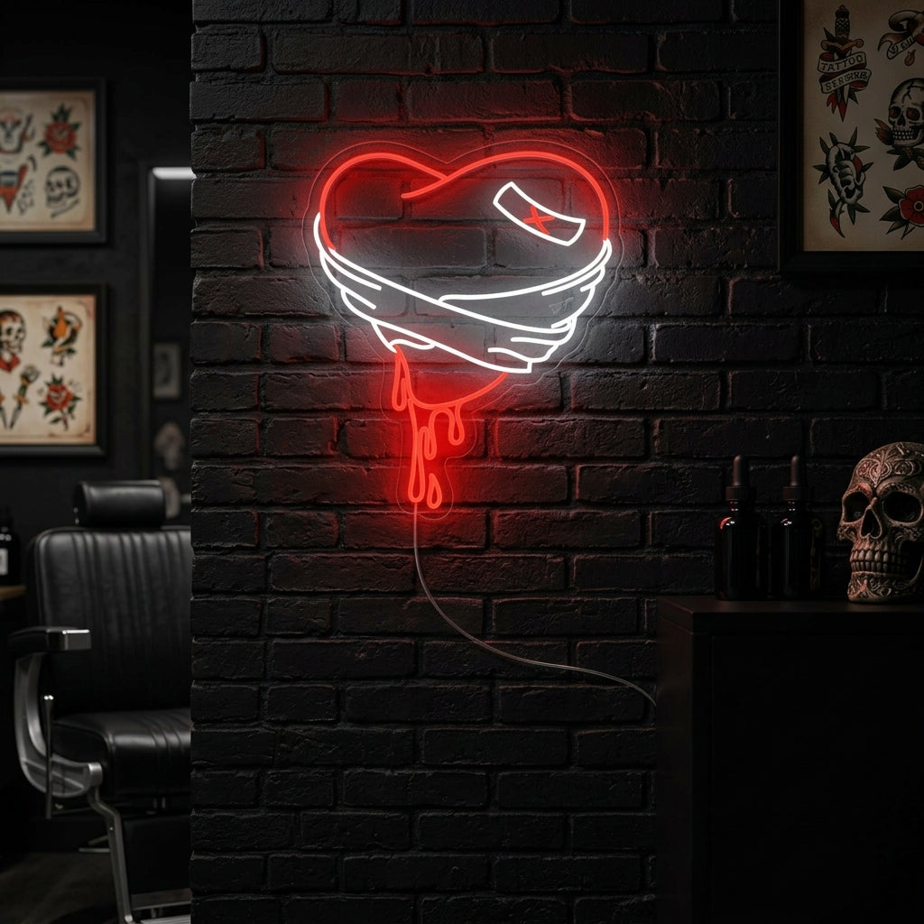 "Corazón Roto Sangrante" Letreros Neon