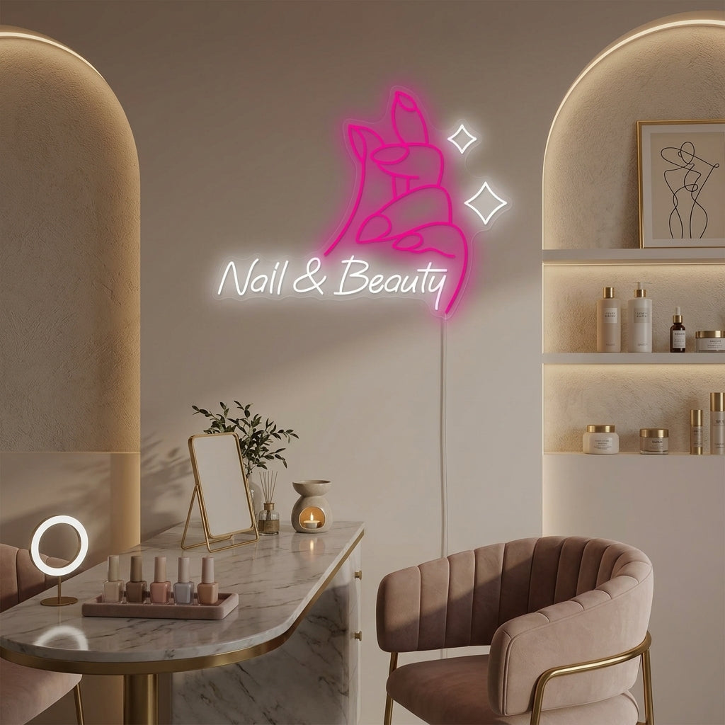 "Nail & Beauty" Letrero de neón