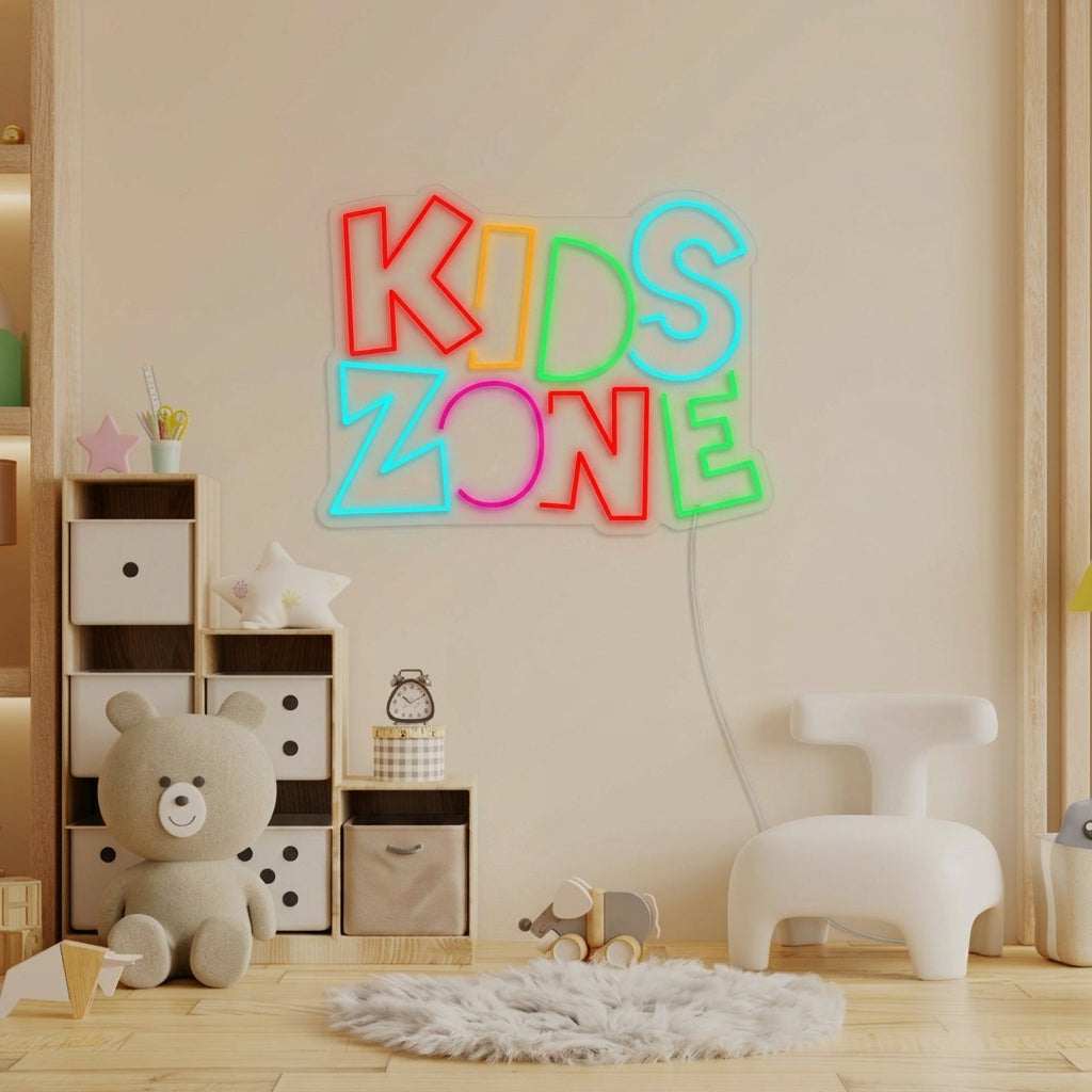 "Kids Zone, Decoración de habitación infantil" Letreros Neon