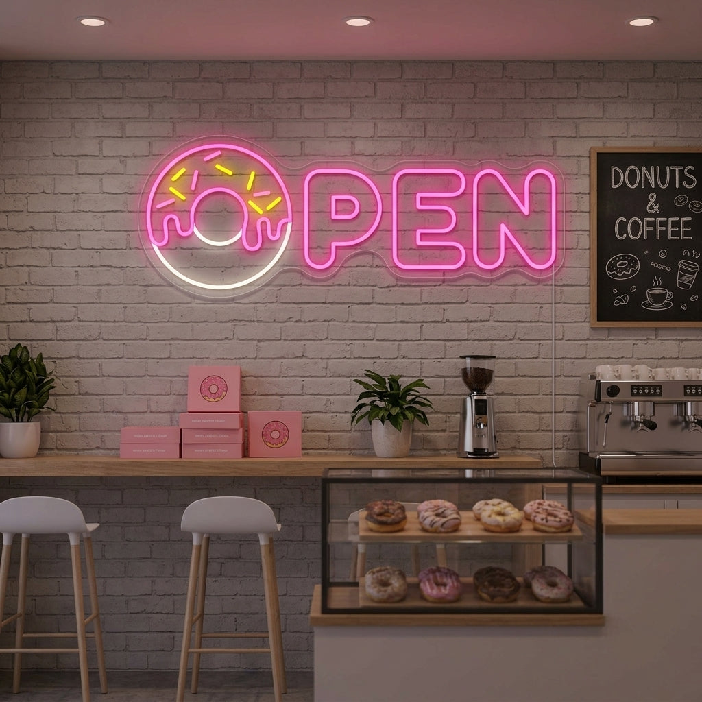 "Donut Abierto" Letrero de neón
