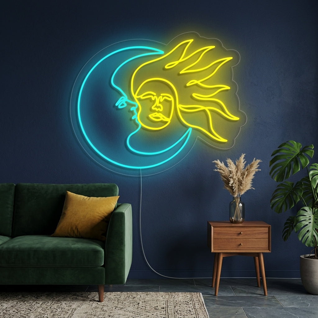 "Dia Y Noche Luna Y Sol" Letreros Neon