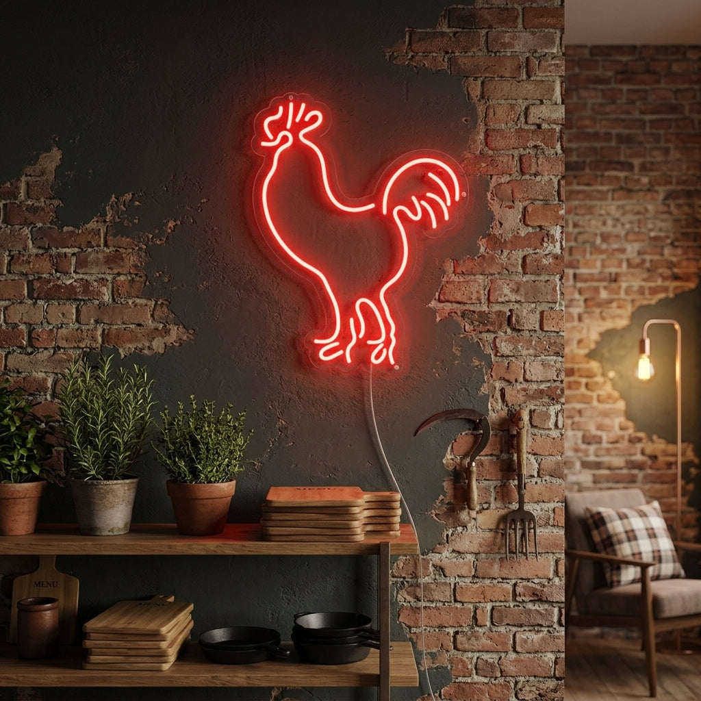 "Gallo, Pollo, Aves De Corral" Letreros Neon