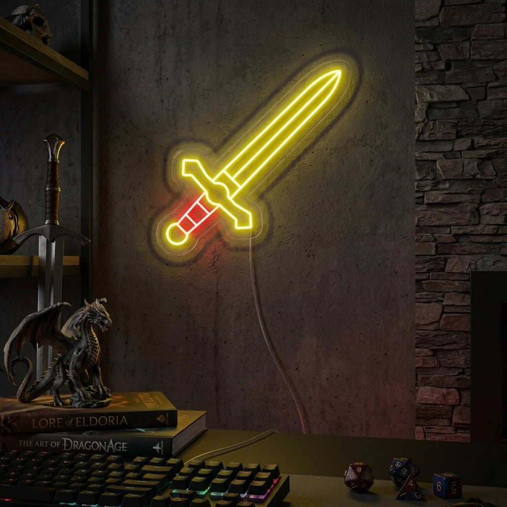"Daga De Metal Espada De Caballero" Letreros Neon