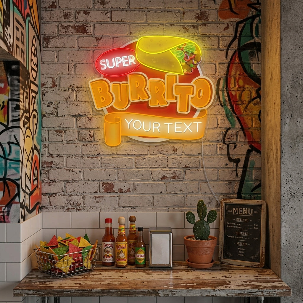 "Logotipo de burrito personalizado" Letrero de neón