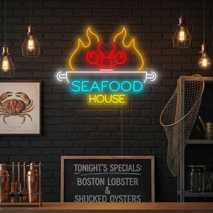 "Seafood House" Letrero de neón