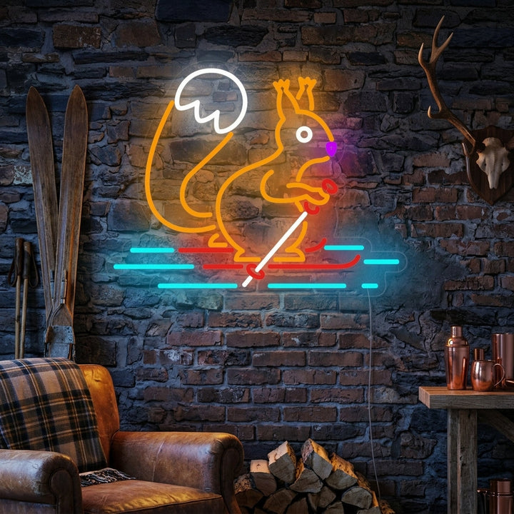 "Ardilla Esquiando" Letreros Neon