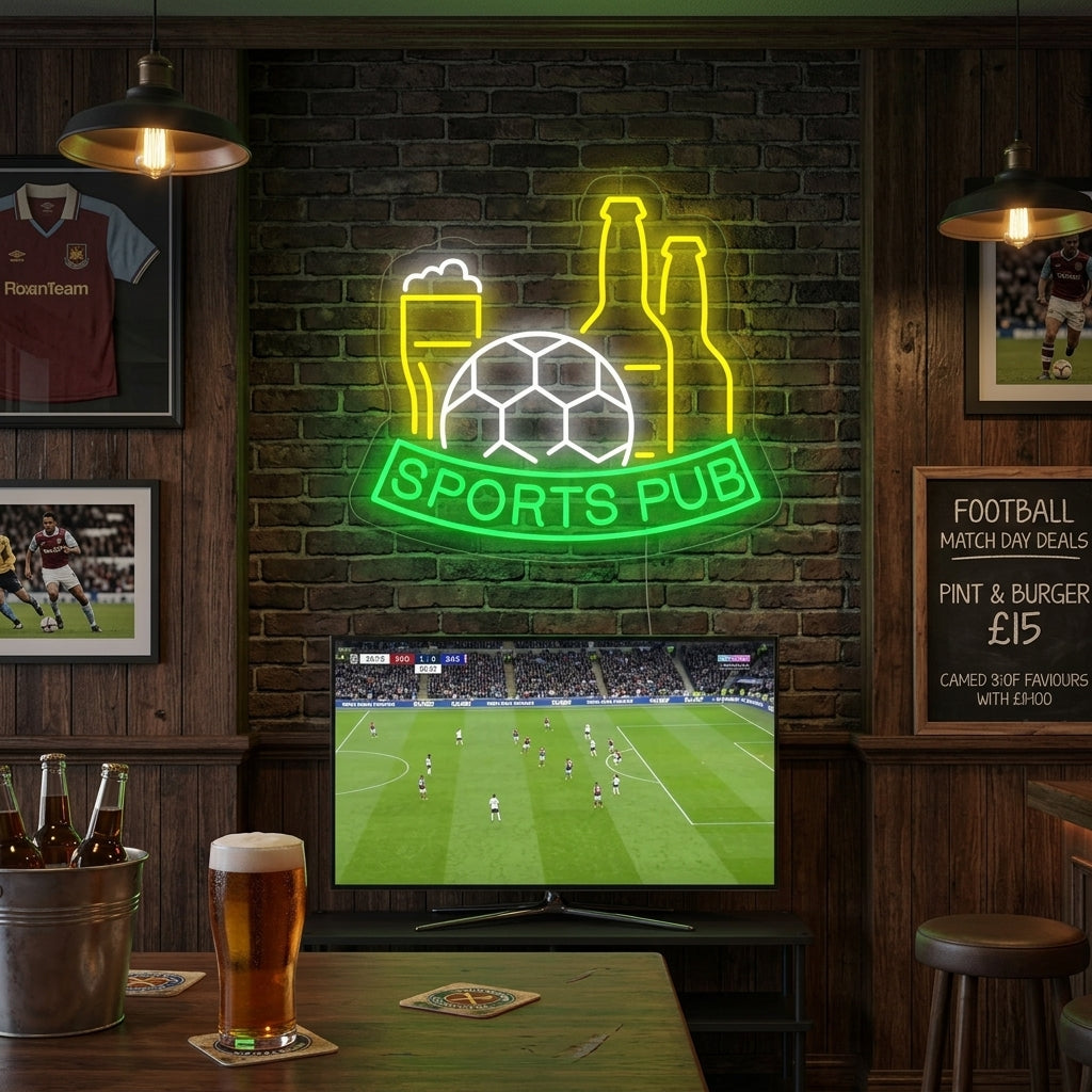 "Fútbol, cerveza, Sports Pub" Letreros Neon
