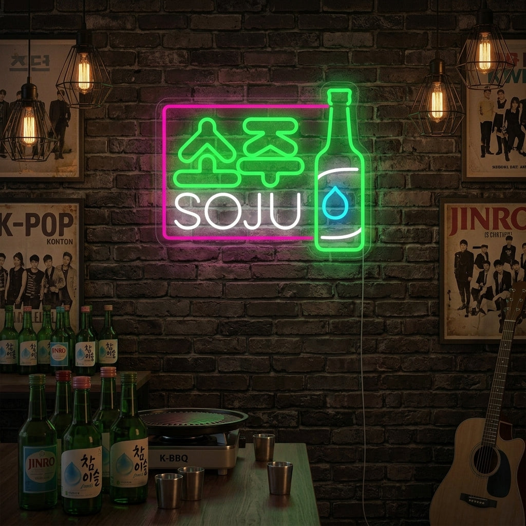 "Soju Bebida Coreana" Letreros Neon