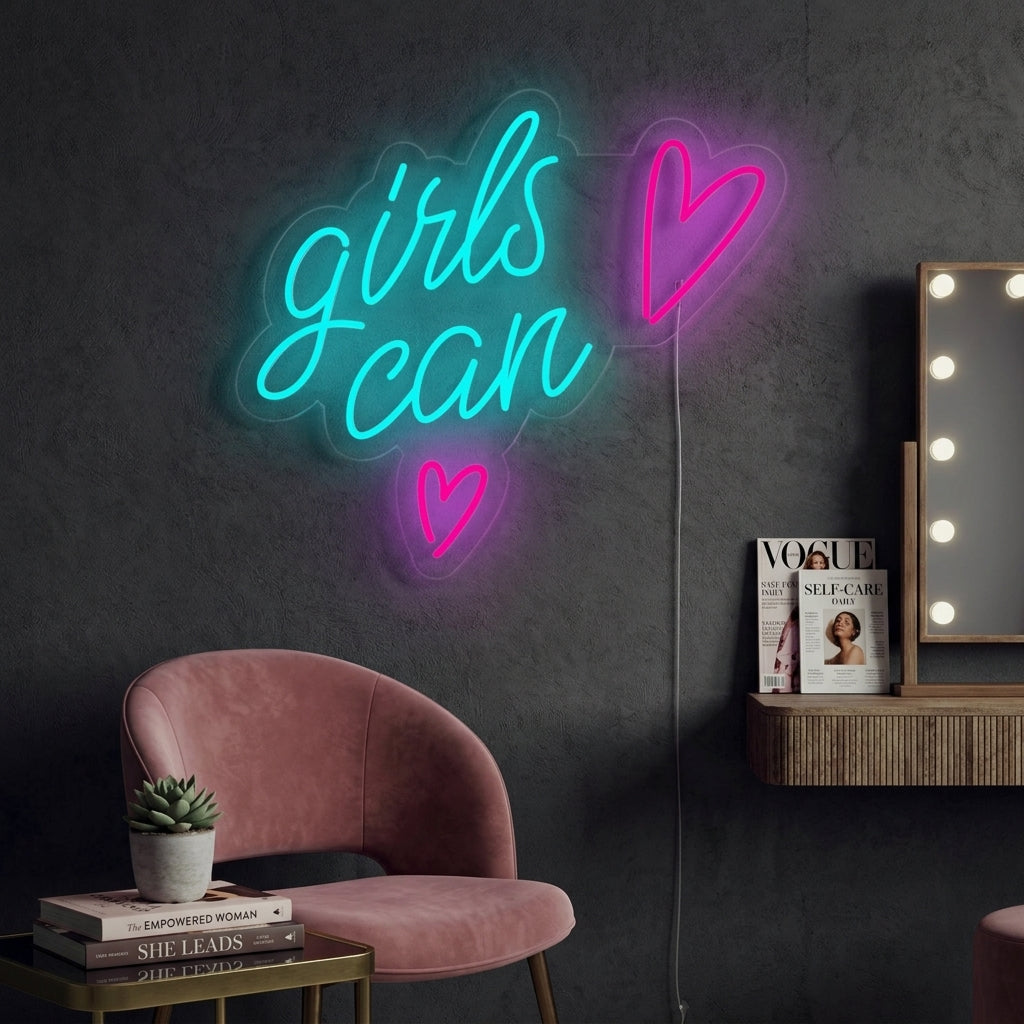"Girls Can" Letreros Neon