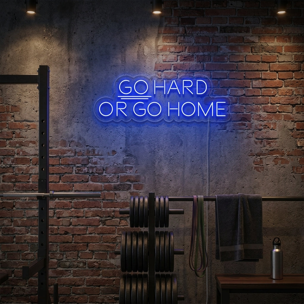 "Go Hard Or Go Home, Decoración De Gimnasios, Frases De Gimnasios, Frases De Fitness, Frases De Entrenamiento" Letreros Neon