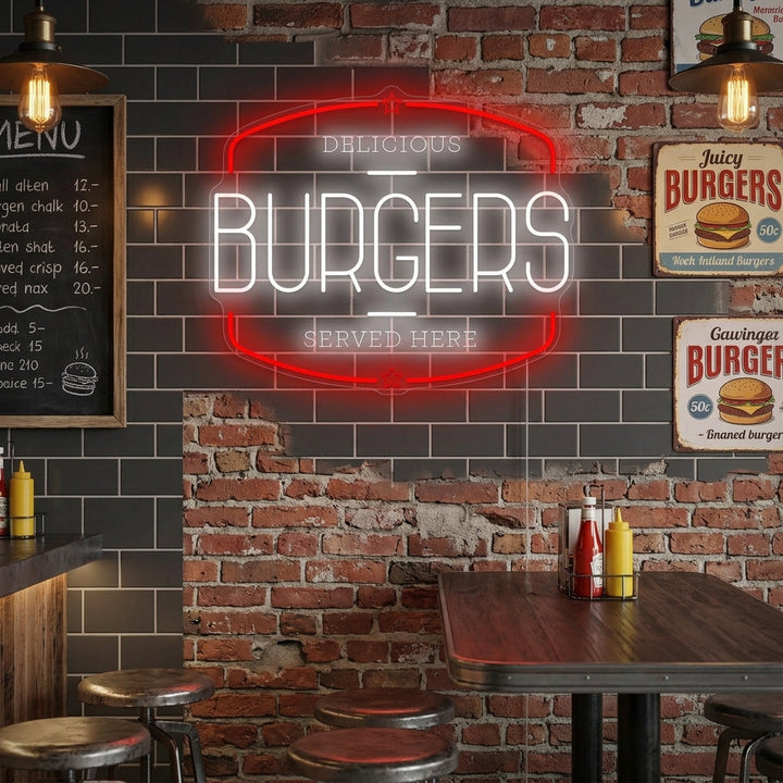 "Burgers" Letrero de neón