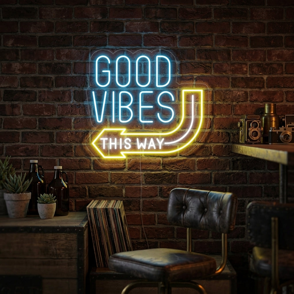 "Good Vibes This Way" Letreros Neon