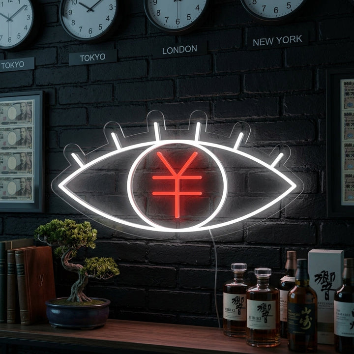"Símbolo Del Yen Japonés Con Ojo" Letreros Neon