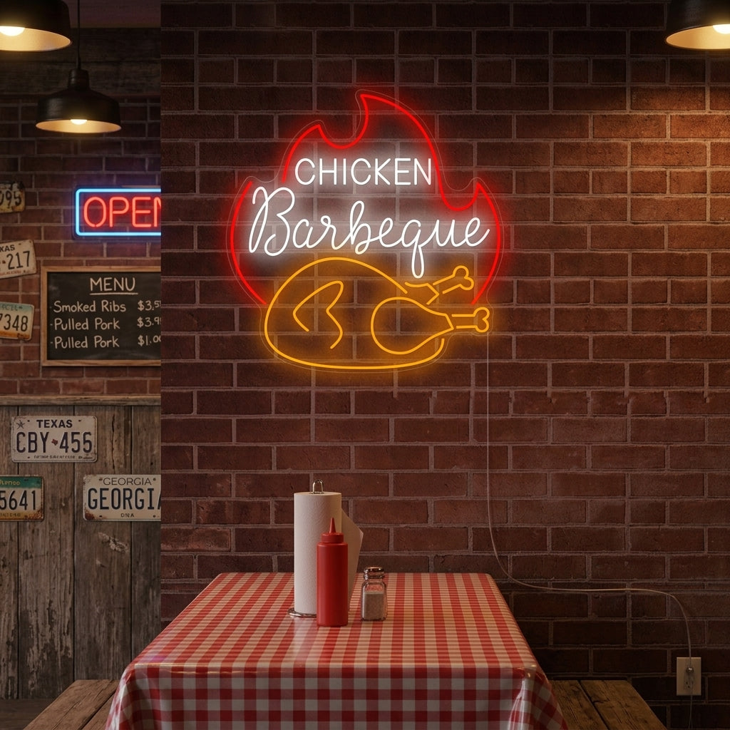 "Chicken Barbecue" Letrero de neón