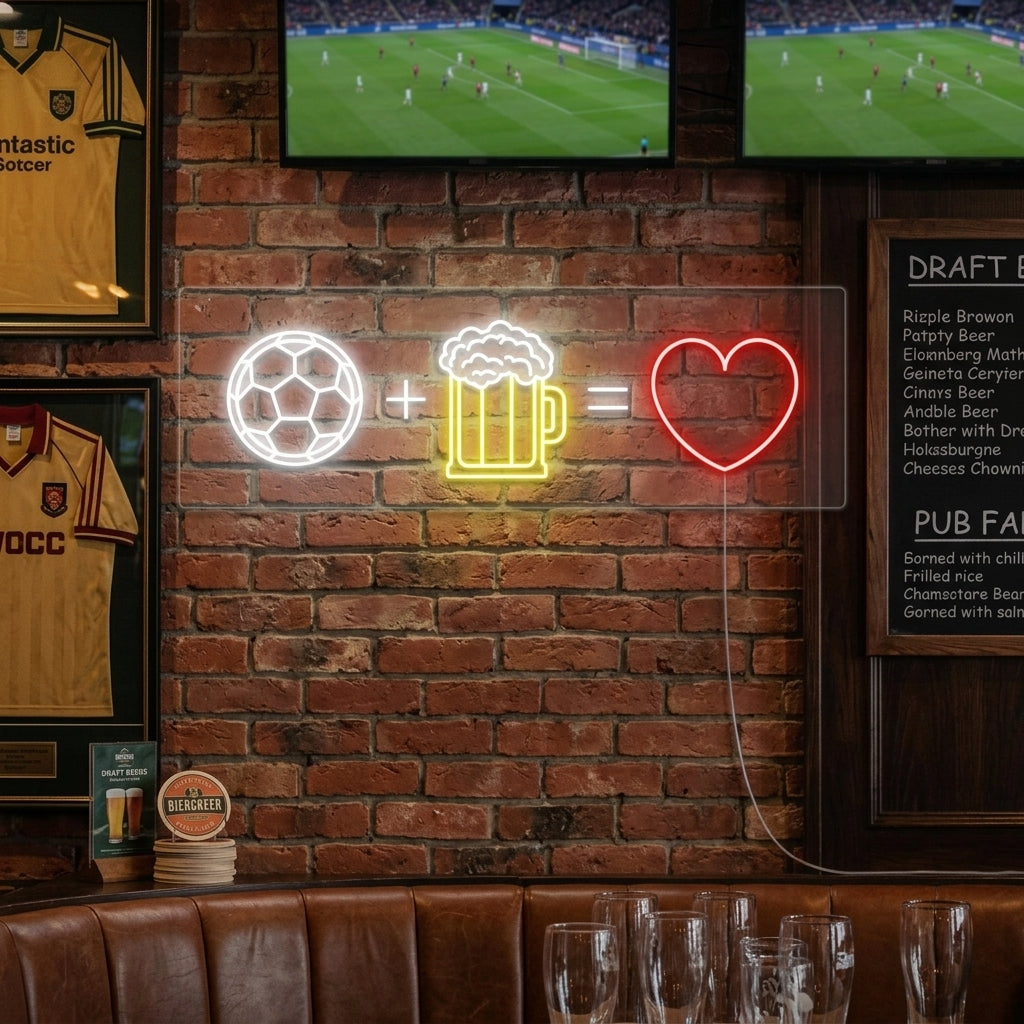 "Futbol Cerveza Corazón" Letreros Neon
