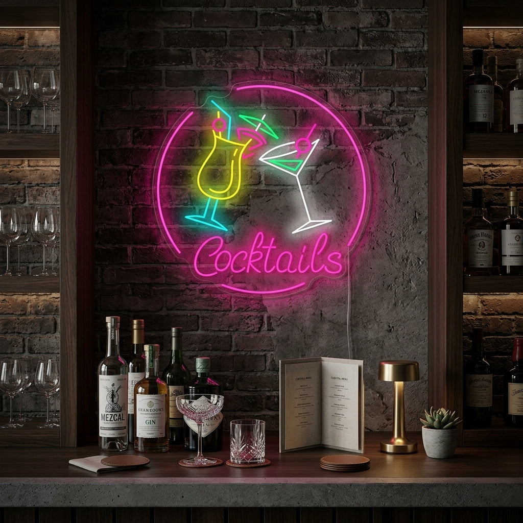 "Cocktails" Letrero de neón