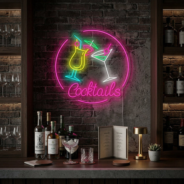 "Cocktails" Letrero de neón