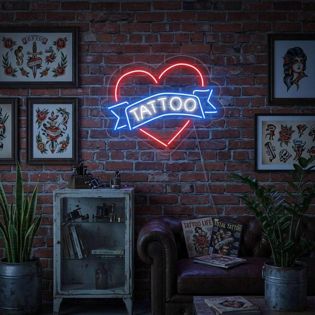 "Tattoo, Corazón" Letreros Neon