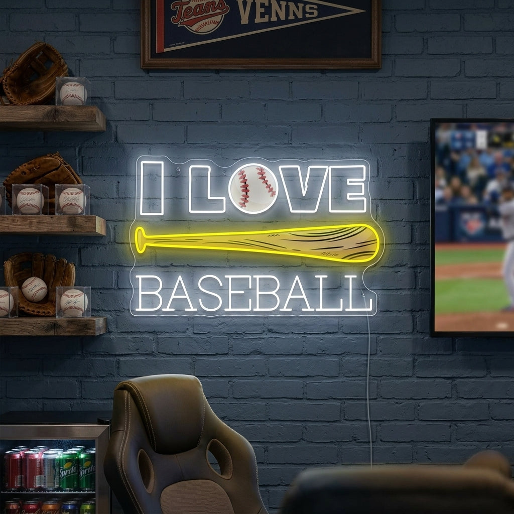 "I Love Baseball" Letrero de neón