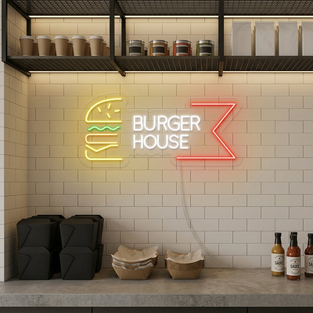 "Restaurante Burger House" Letreros Neon