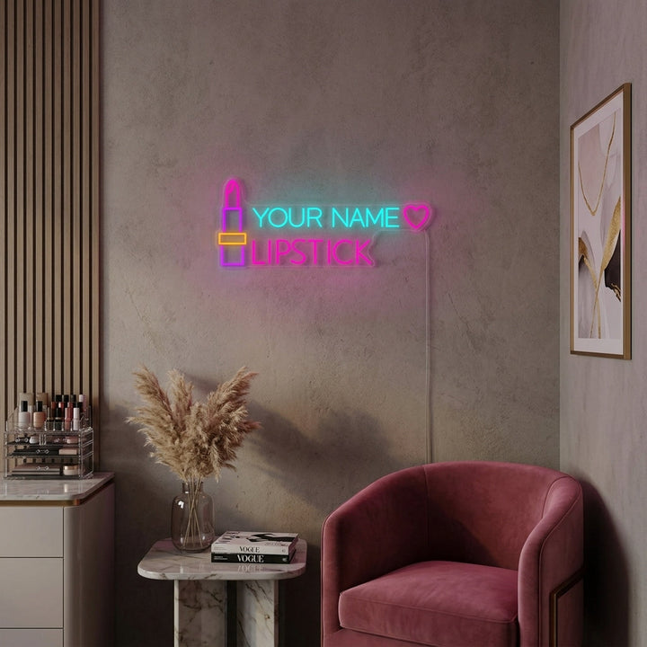 "Texto Personalizado Pintalabios" Letreros Neon