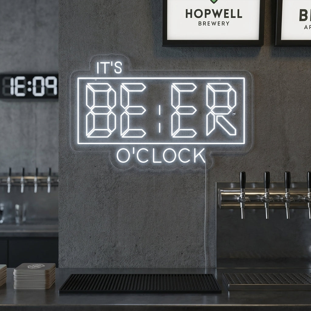 "Its Beer Oclock Bar" Letreros Neon