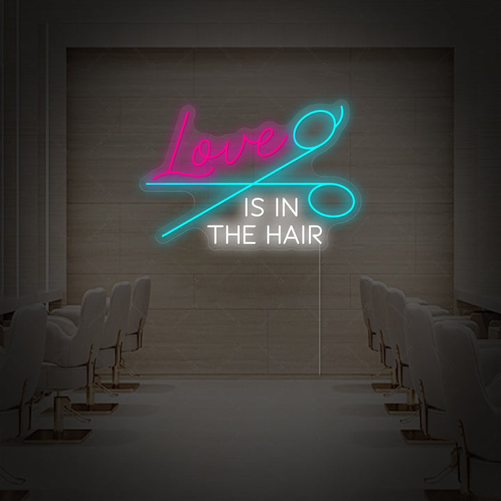 "Love Is In The Hair" Letrero de neón