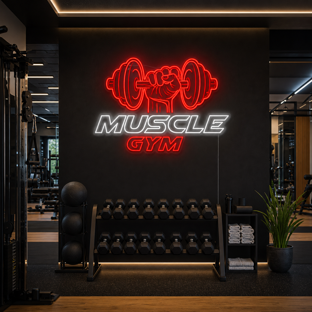 "Muscle Gym" Letrero de neón