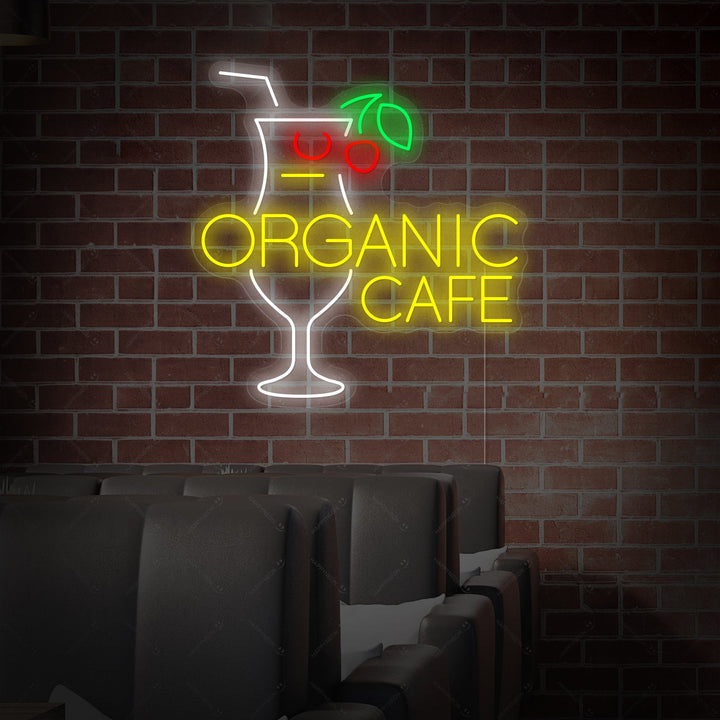 "Organic Cafe" Letrero de neón