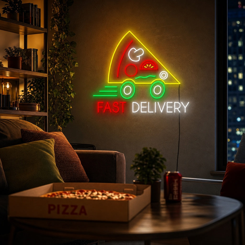 "Pizza Fast Delivery" Letrero de neón