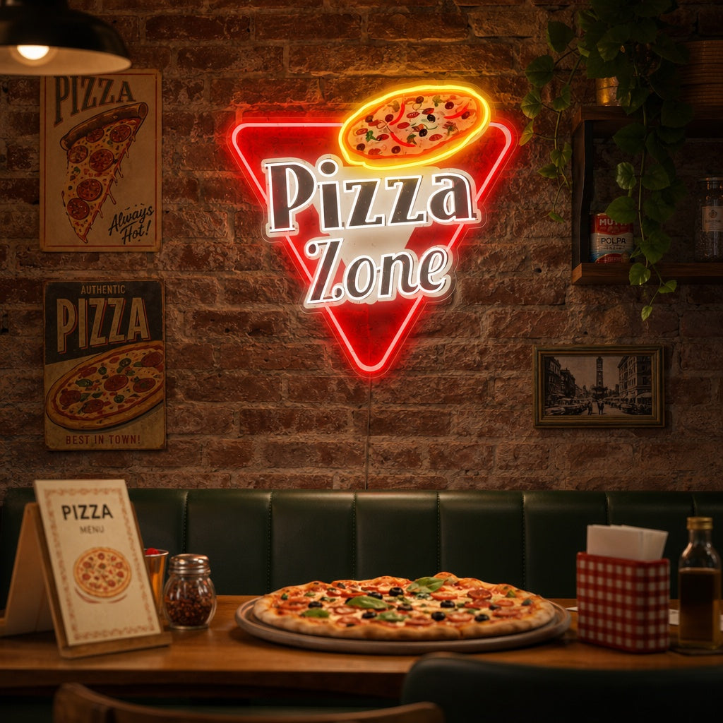 "Pizza Zone" Letrero de neón