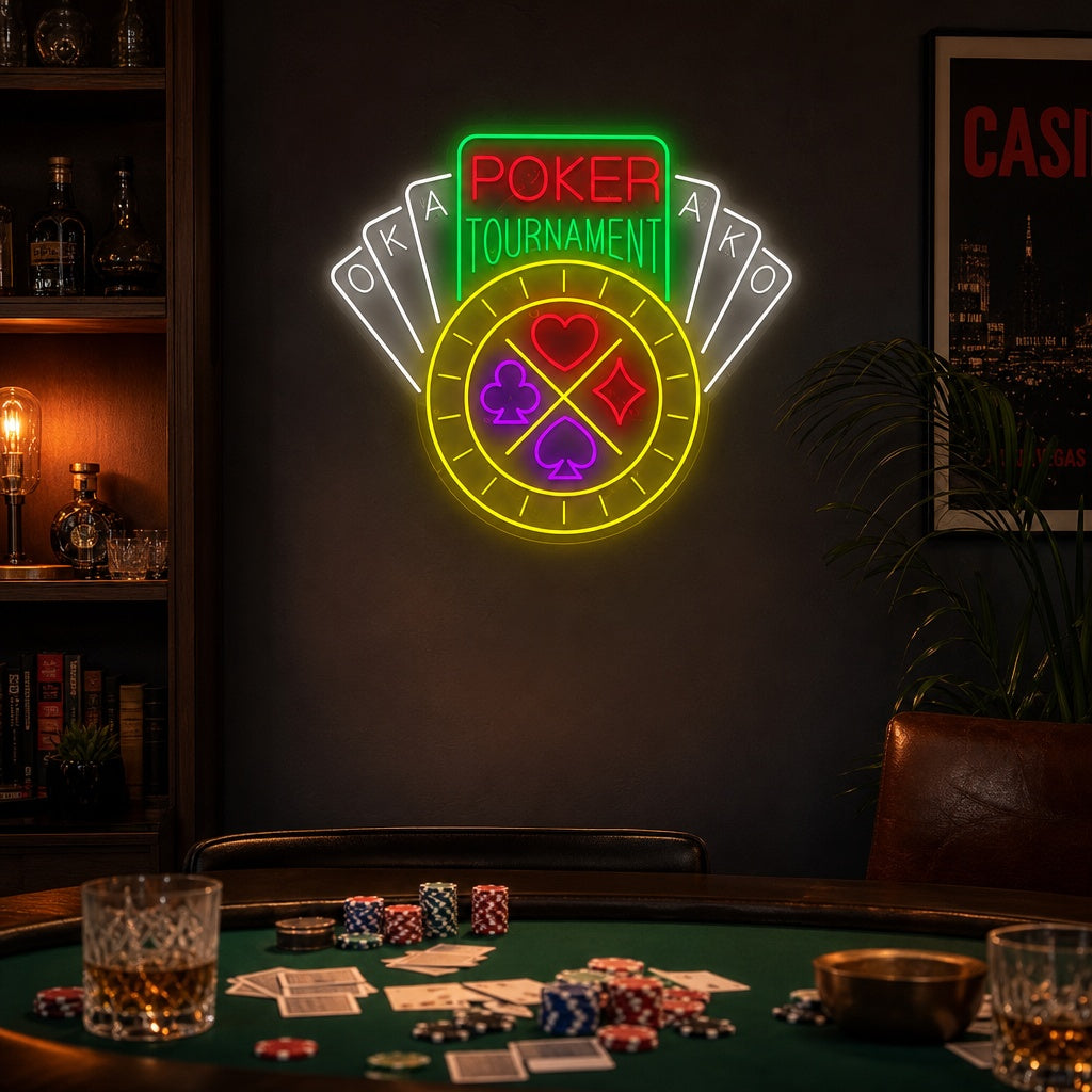 "Poker Tournament" Letrero de neón