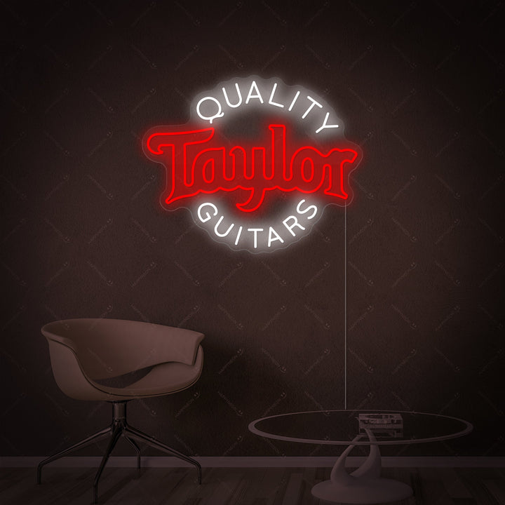 "Quality Taylor Guitars" Letrero de neón