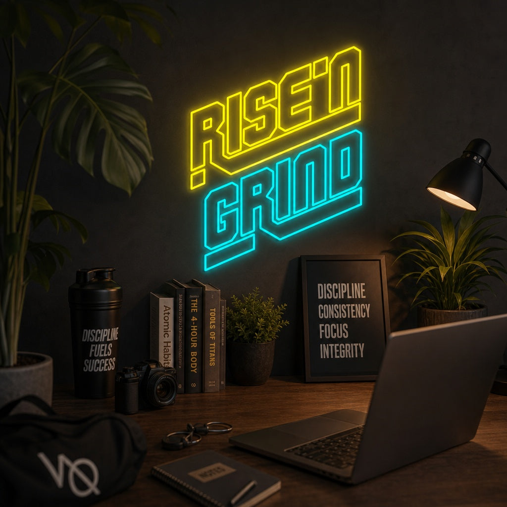"Rise'n Grind" Letrero de neón