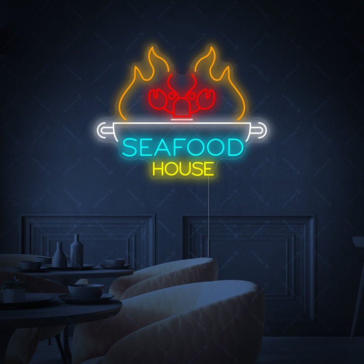 "Seafood House" Letrero de neón