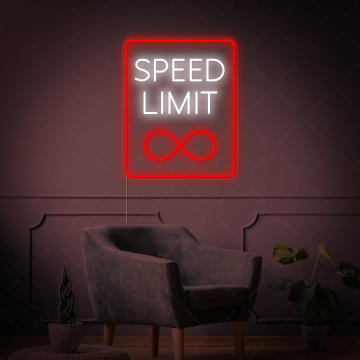 "Speed Limit Infinity" Letrero de neón