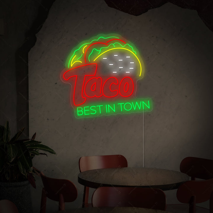 "Taco Best In Town" Letrero de neón