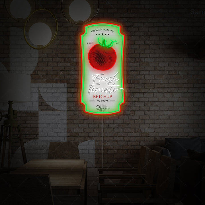 "Insignia de Salsa Ketchup de Tomate" Letrero de neón