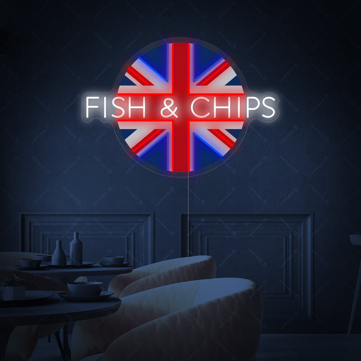"Uk Fish & Chips" Letrero de neón