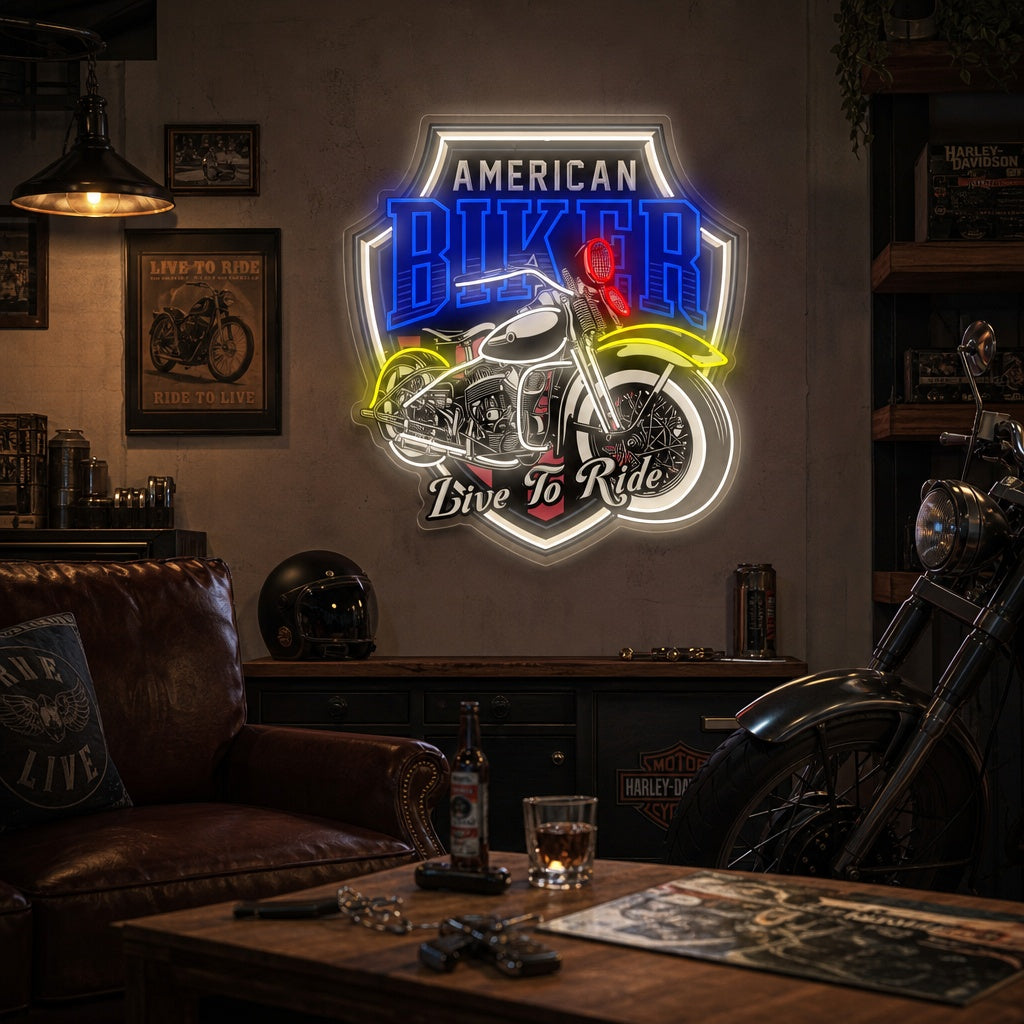 "Emblema de motocicleta vintage" Letrero de neón