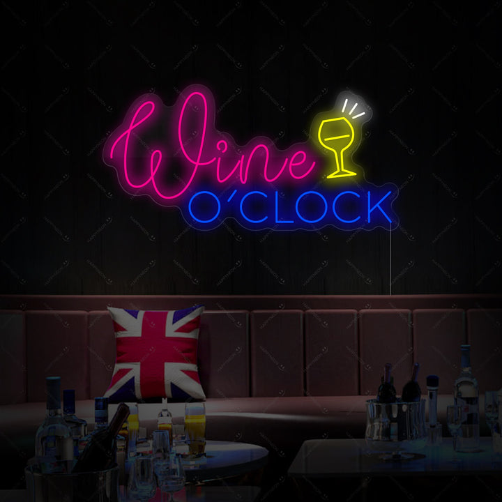 "Wine O'clock" Letrero de neón