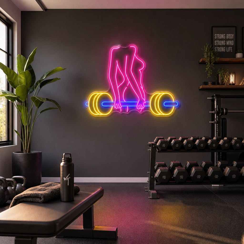 "Mujer Barbell" Letrero de neón