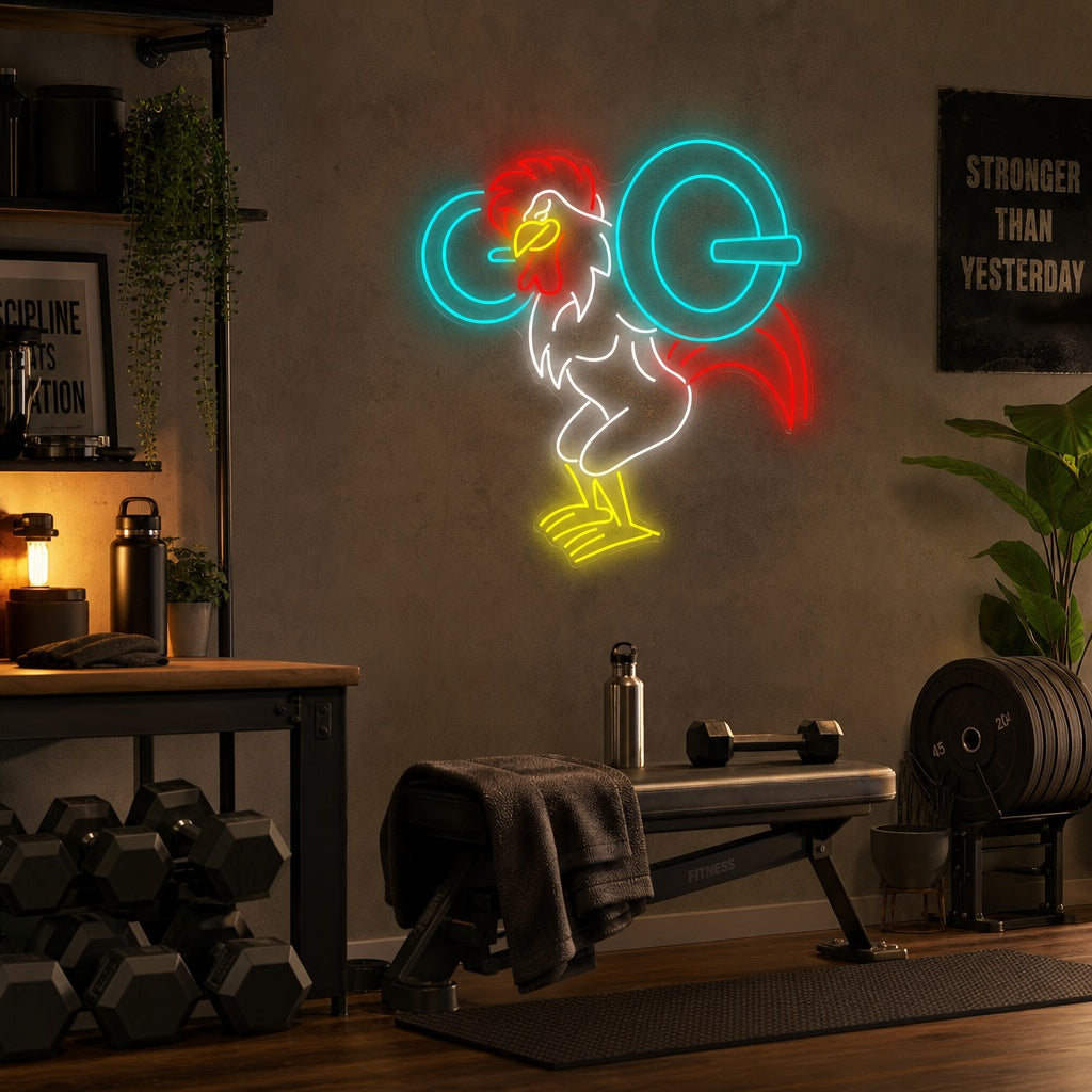 "Workout Rooster" Letrero de neón