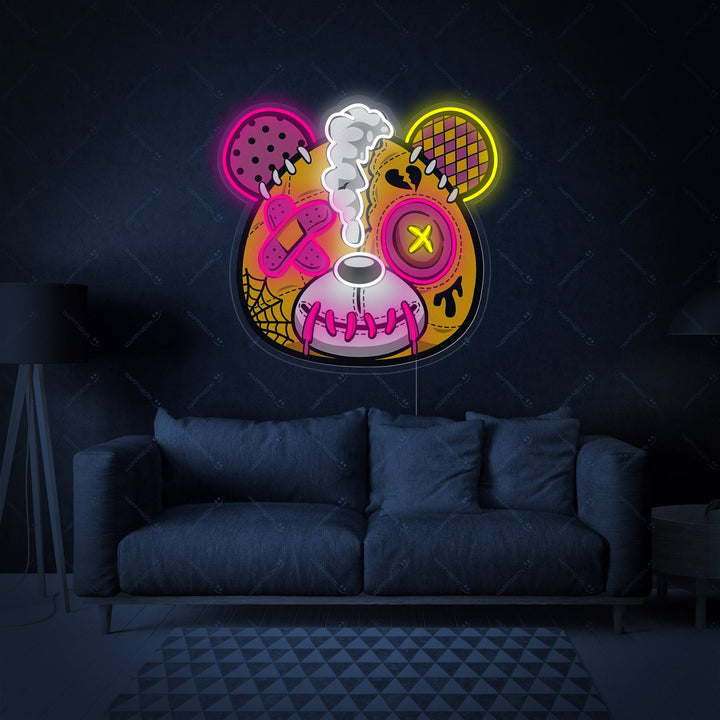 "Oso de peluche zombi" Letrero de neón