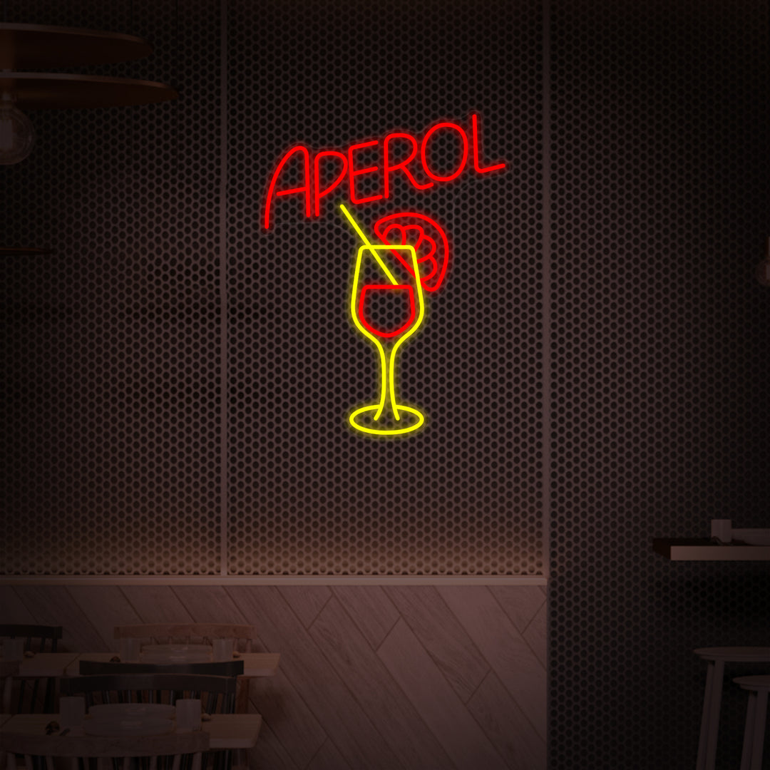 "Bar Aperol Y Vaso De Vidrio" Letreros Neon