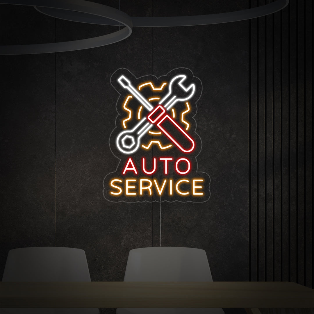 "Auto Service, Logo De Reparación De Automóviles" Letreros Neon