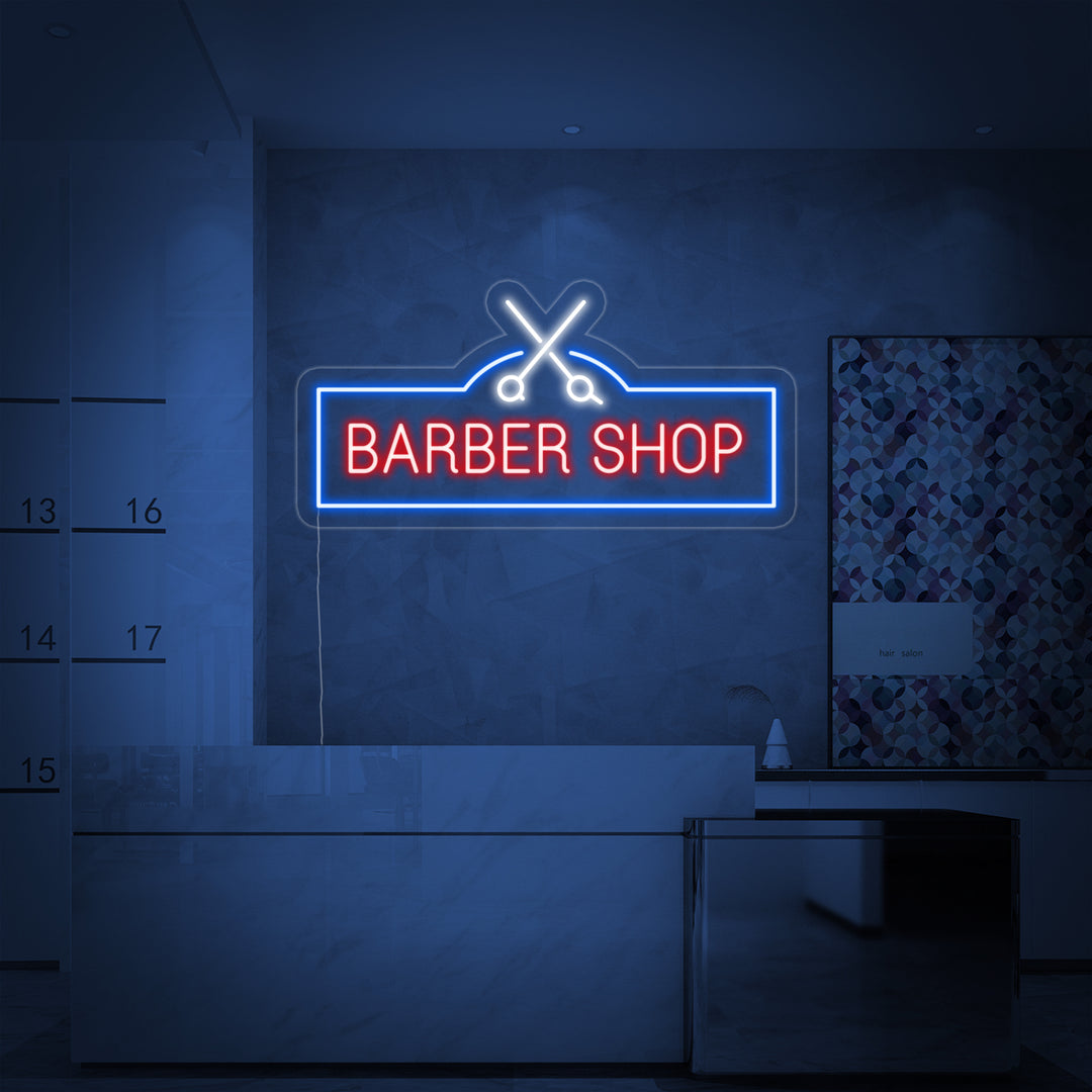 "Barber Shop, Tijeras De Peluquero" Letreros Neon