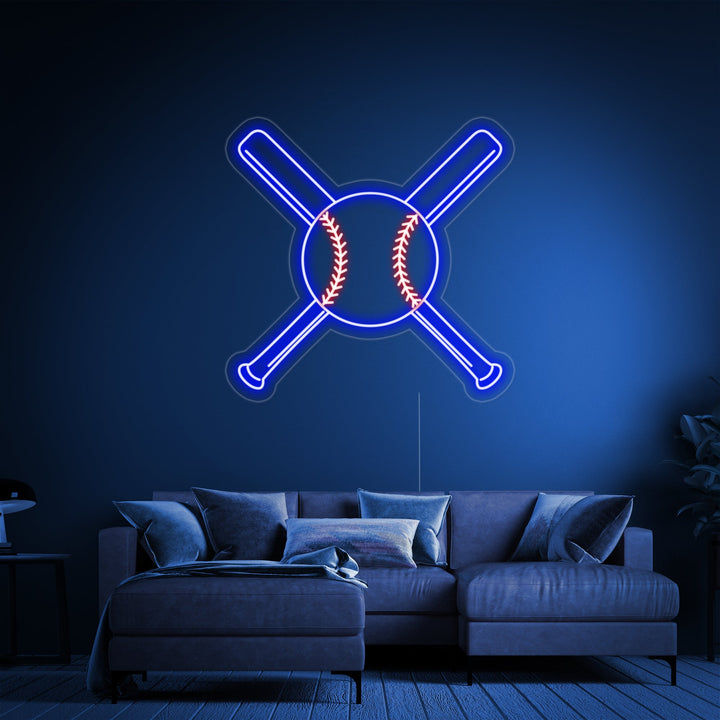 "Beisbol Bates Cruzados Con Pelota" Letreros Neon